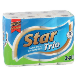Star toalettpapír kistekercses 3r., hófehér, 90lap, 24tek/csg, 4csg/karton, 18karton/raklap