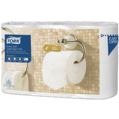 Tork toalettpapír T4 kistekercses Premium extra soft, 4r., fehér, 19,5m/tek, 153 lap, 6tek/csg, 7csg/#