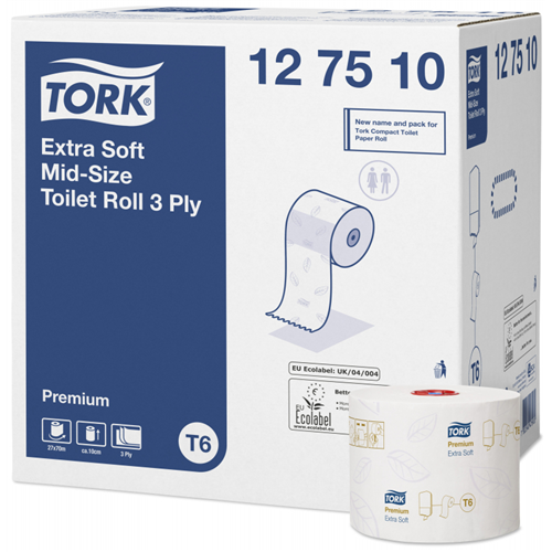 Tork toalettpapír T6 kompakt Advanced T6, 3r., extra fehér, 70m/tek, 27tek/# - 127510