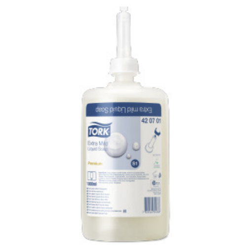 Tork folyékony szappan S1 Premium érzékeny bőrre, fehér, illat- és színezékmentes - 1L/db, 6db/#