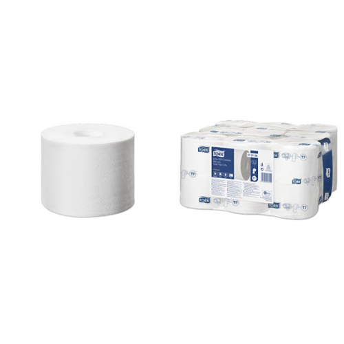 Tork toalettpapír T7 Extra Soft belsőmag nélküli Mid-Size toalettpapír 3r., fehér, 68,75m/tek, 18tek/#