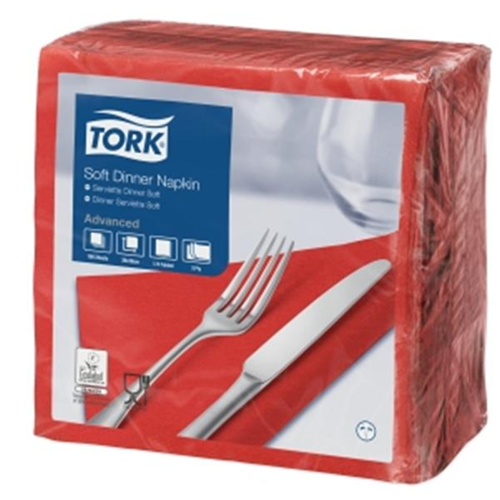 Tork szalvéta Soft Dinner 3r., 39X39, PIROS, 100db/csg, 12csg/#