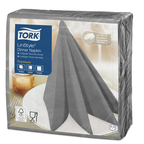 Tork szalvéta Linstyle, premium textilhatású, SZÜRKE, 39/1, 50db/csg, 12csg/# - 478728