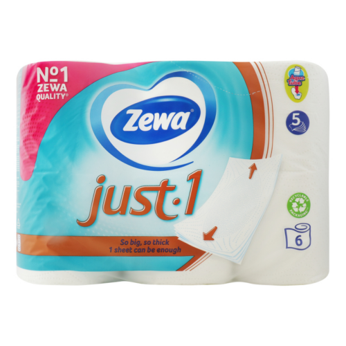 Zewa toalettpapír 5r., 70lap/tek, 6tek/csg, 7csg/#, Just 1
