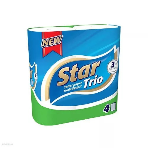 Star toalettpapír kistekercses 3r., hófehér, 90lap/tek, 4tek/csg, 16csg/#, 33#/raklap